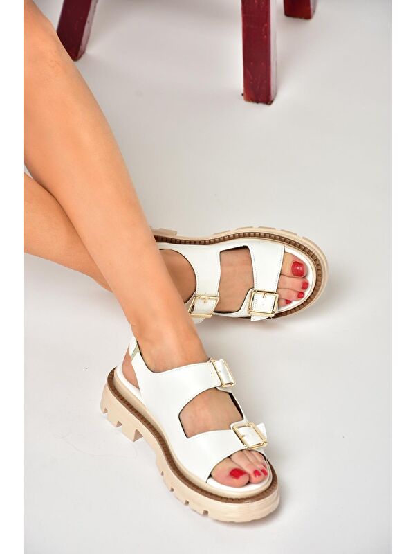 S4373022 Beyaz Kadın Sandalet - Görsel 4