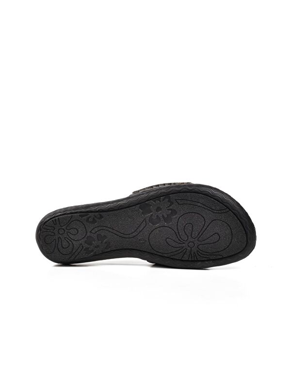 Siyah Taşlı Kadın İnce Taban Terlik 246012 - Görsel 6