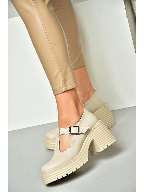 R9969465 Bej Kadın Topuklu Ayakkabı - Görsel 6