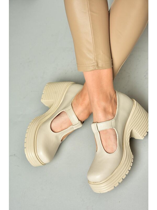 R9969465 Bej Kadın Topuklu Ayakkabı - Görsel 7