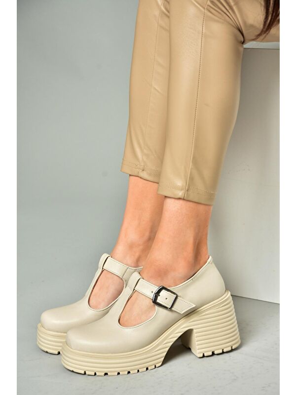 R9969465 Bej Kadın Topuklu Ayakkabı - Görsel 8