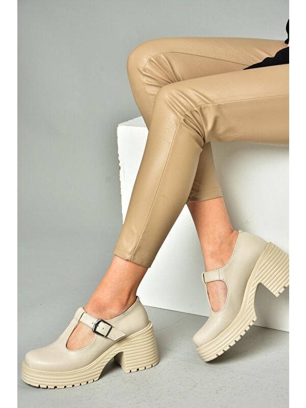 R9969465 Bej Kadın Topuklu Ayakkabı - Görsel 9