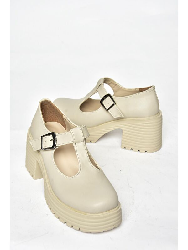 R9969465 Bej Kadın Topuklu Ayakkabı - Görsel 4