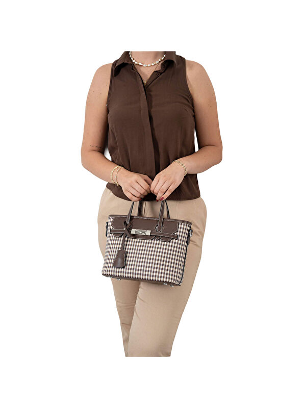 Silver Polo Kadın Omuz Çantası 1185-47860 SILVER POLO BAYAN ÇANTASI M191 KAHVE SARI-MAT KAHVE