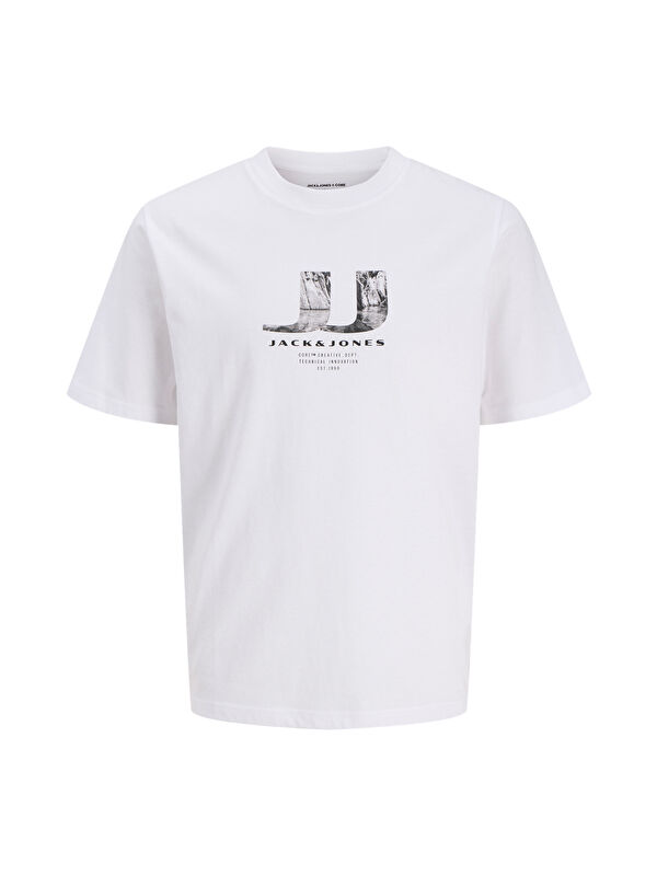 Jack & Jones Core Jcodust Pamuklu Regular Fit Baskılı Bisiklet Yaka T Shirt 12297849