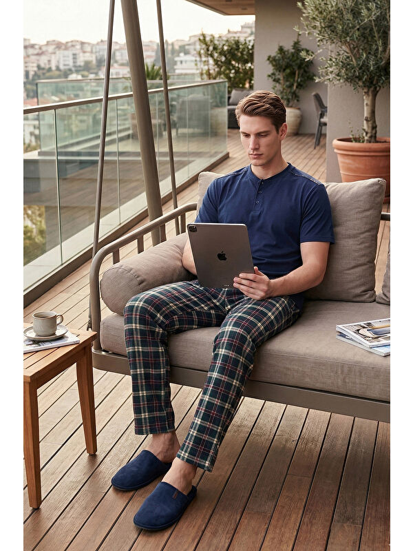 Buratti Pamuklu Regular Fit Kareli Kısa Kollu Pijama Takımı 6096860