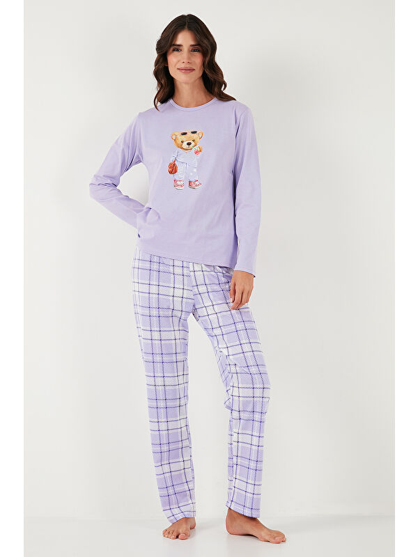 Lela Pamuklu Regular Fit Baskılı Bisiklet Yaka Pijama Takımı 65723314