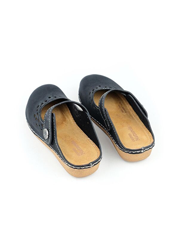 Yazlık Kadın İç Tabanı Hakiki Deri Cırt Cırtlı Terlik - Görsel 5