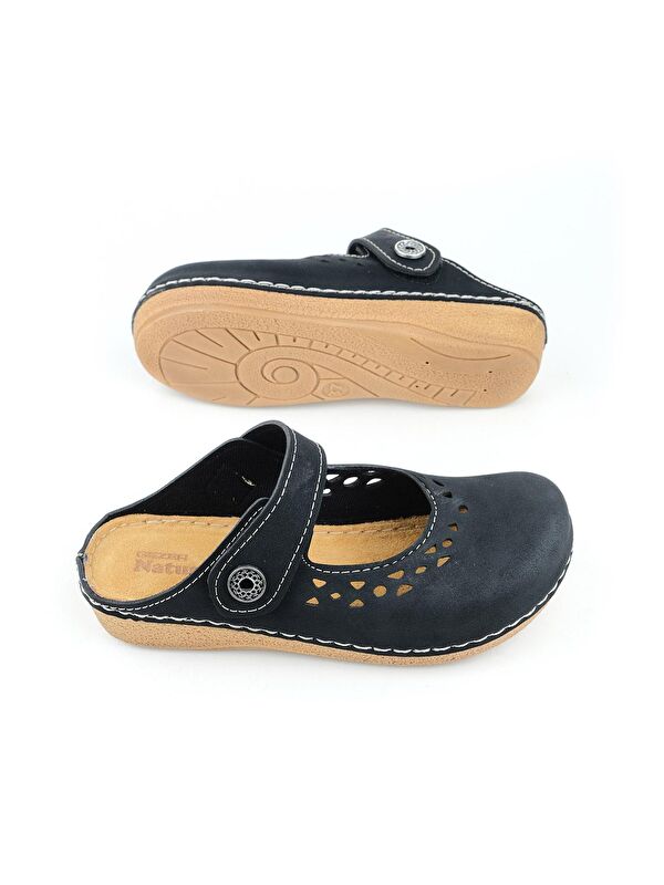 Yazlık Kadın İç Tabanı Hakiki Deri Cırt Cırtlı Terlik - Görsel 6