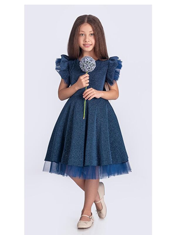 Mnk Baby & Kids Simli Şanzelize Kız Çocuk Abiye Elbise M00669