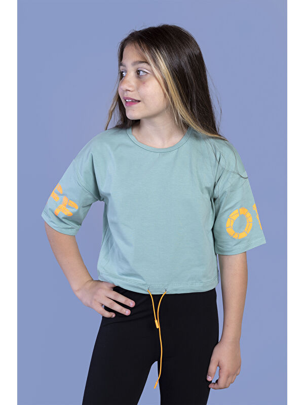 Toontoykids Kız Çocuk Baskılı Crop Tişört