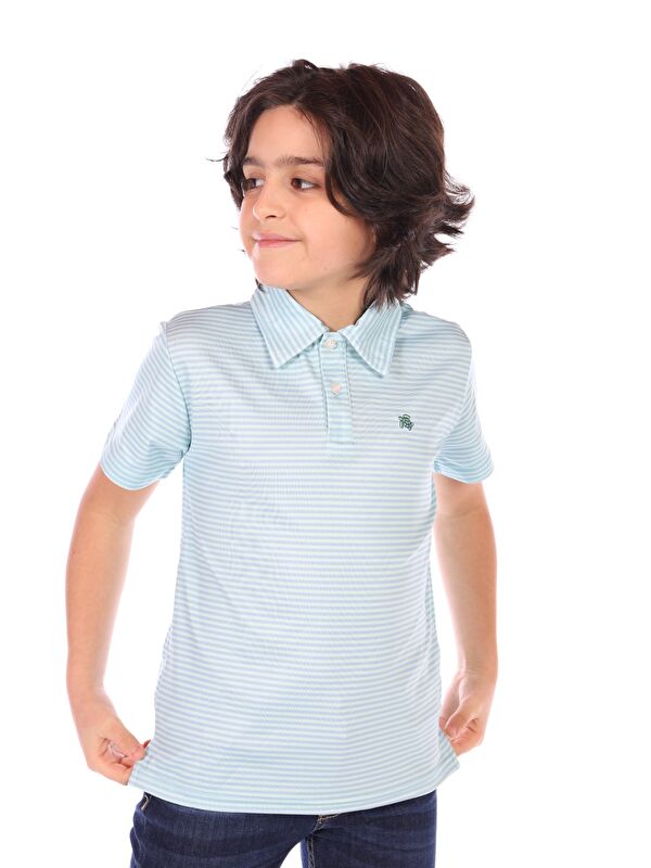 Toontoykids Erkek Çocuk Çizgili Göğsü Nakışlı Tişört