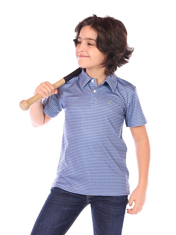 Toontoykids Erkek Çocuk Çizgili Göğsü Nakışlı Tişört