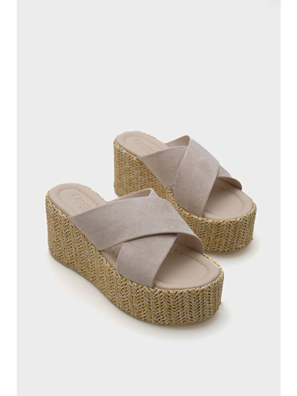 Capone Outfitters Vina Platform Çapraz Bantlı Kadın Terlik