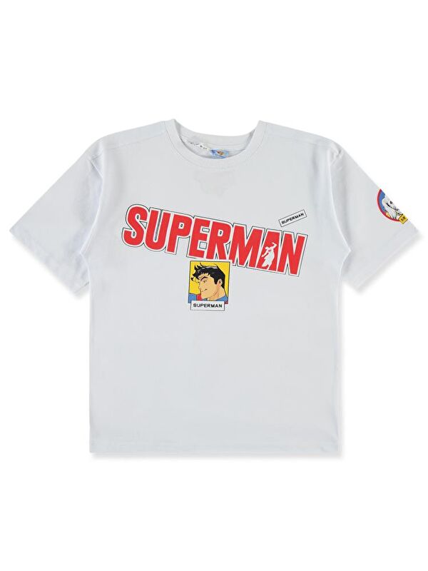 Superman Süperman Baskılı 10-13 Yaş Tişört - Beyaz 12-13 Yaş