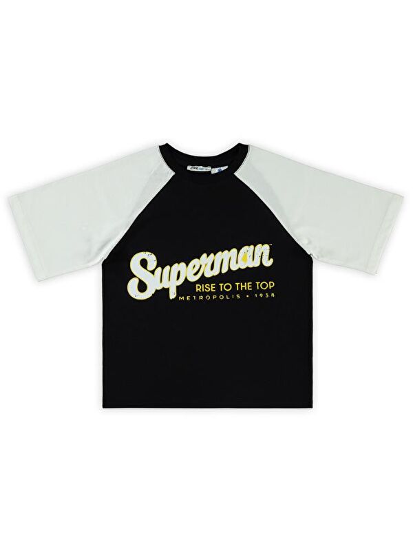 Superman Süperman Baskılı 6-9 Yaş Tişört - Siyah7-8 Yaş