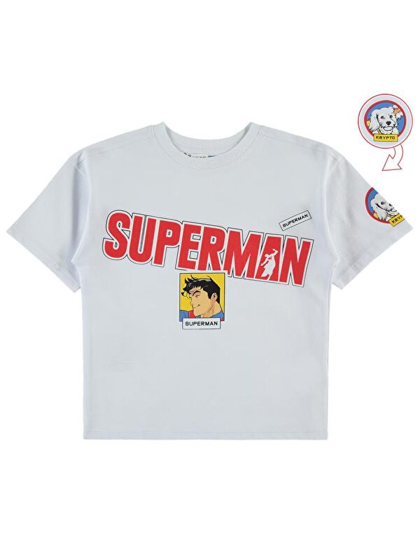 Superman Süperman Baskılı 6-9 Yaş Tişört - Beyaz8-9 Yaş