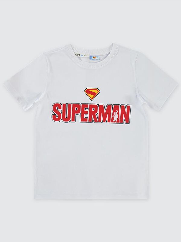 Superman Süperman Baskılı 6-9 Yaş Tişört - Beyaz8-9 Yaş