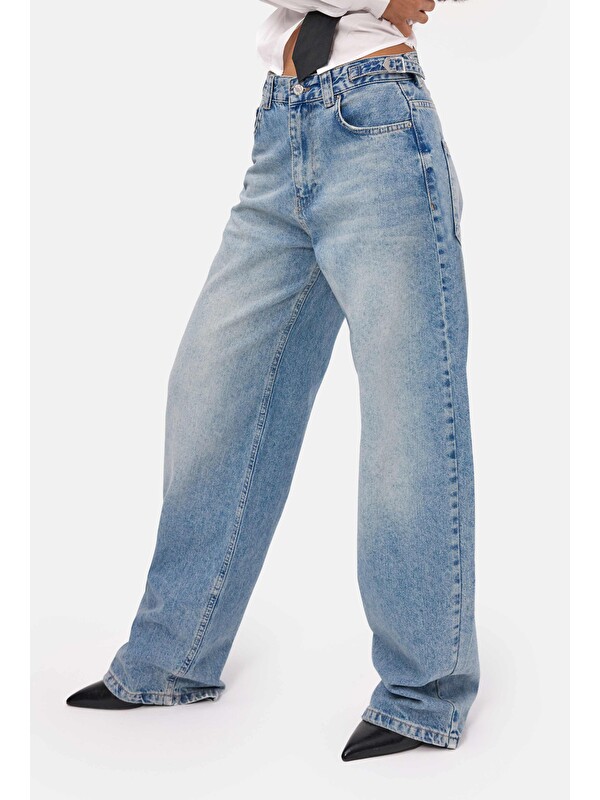 It's Basic Kadın Açık Jean 4s6-32 Süper Baggy Fit Denim Jean