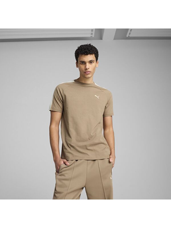 Puma T7 Erkek Kahverengi Yuvarlak Yaka Spor Tişört