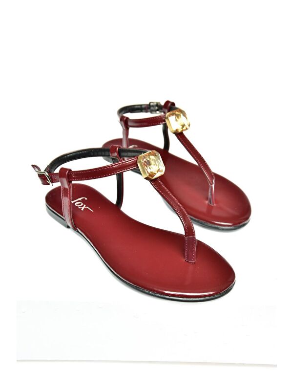 S2720952 Bordo Kadın Sandalet - Görsel 2