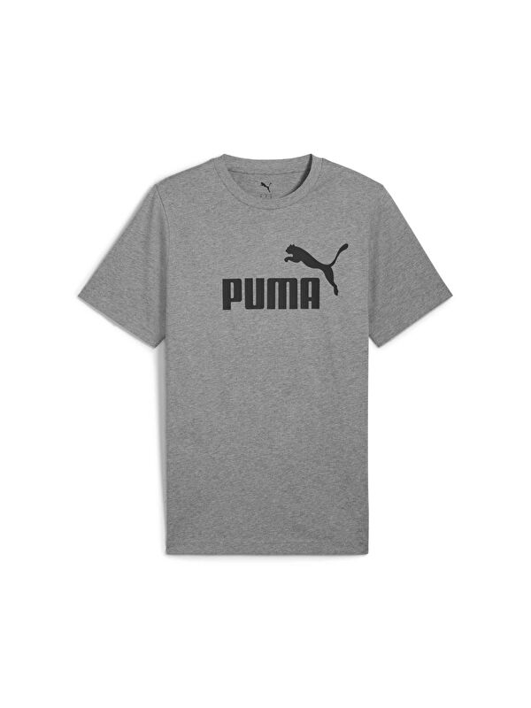 Puma Essentials No 1 Logo Erkek Gri Yuvarlak Yaka Spor Tişört