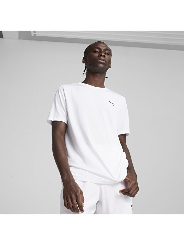 Puma Essentials Small Logo Erkek Beyaz Yuvarlak Yaka Spor Tişört