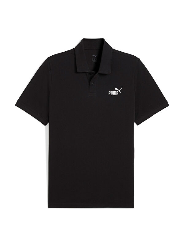 Puma Essentials No 1 Logo Pique Erkek Siyah Klasik Yaka Polo Spor Tişört