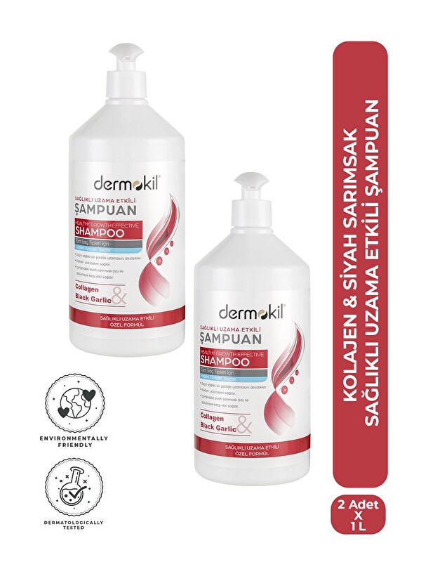 Dermokil Kolajen & Siyah Sarımsak Sağlıklı Uzama Etkili Şampuan 1 Litre x 2 Adet