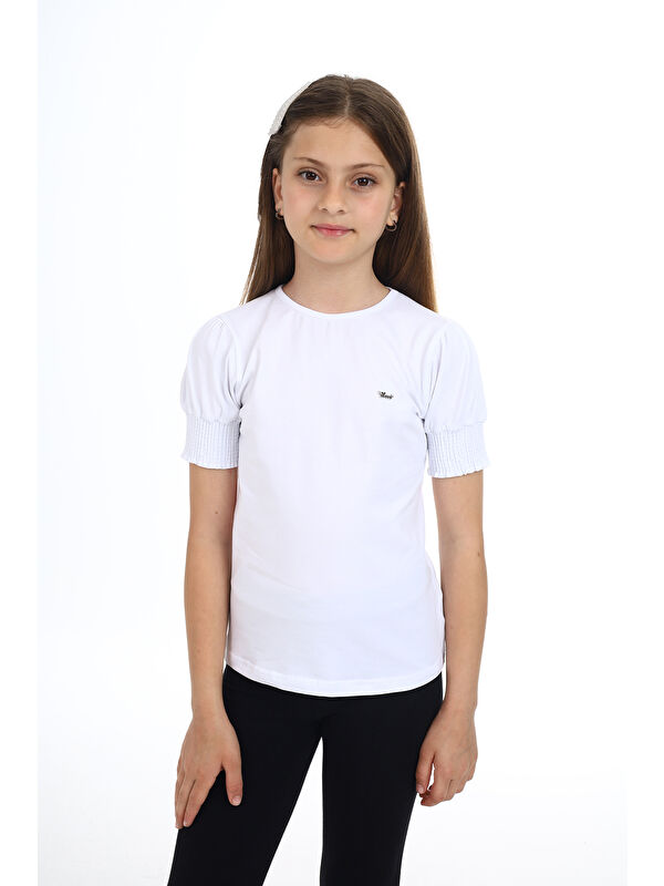 Toontoykids Kız Çocuk Baskılı Bisiklet Yaka Kısa Kollu Tişört
