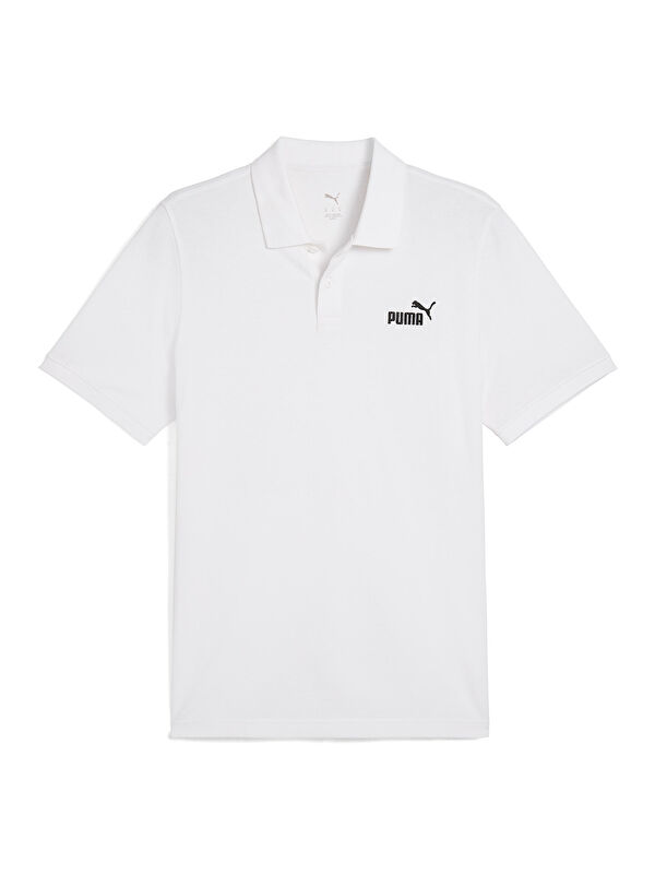 Puma Essentials No 1 Logo Pique Erkek Beyaz Klasik Yaka Polo Spor Tişört