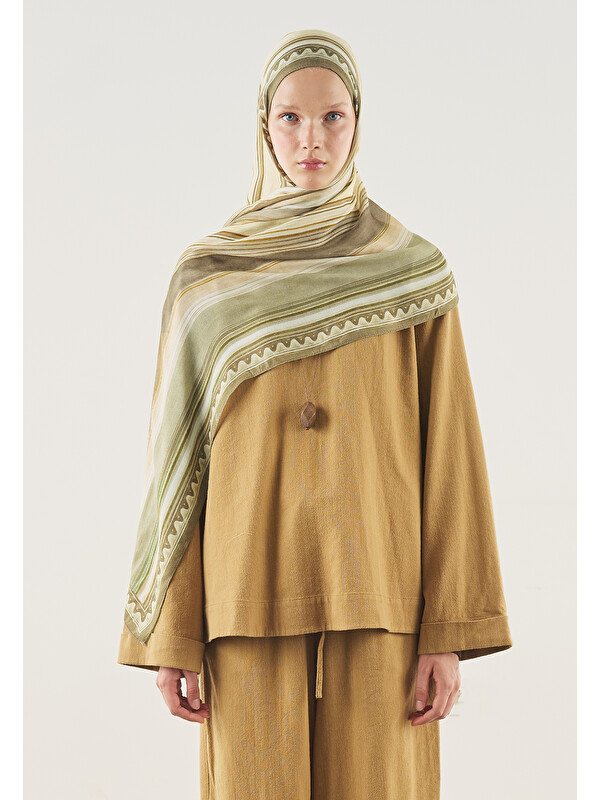 Fresh Scarfs Line Harmony Desen Soft Viskon Şal Haki