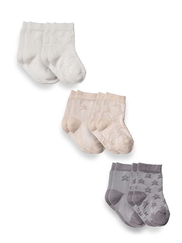 BabyCosy Organic  CSYC1008 Bebek 6'lı Çorap %100 Organik Pamuk Bebek - Yenidoğan - CSYC1008