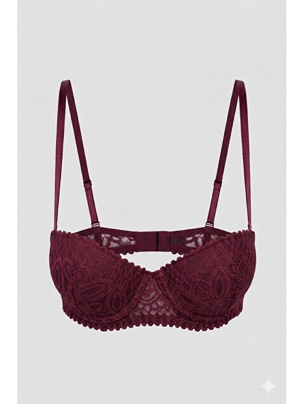 C&City Push Up Dantel Detaylı Sütyen C18355 Bordo