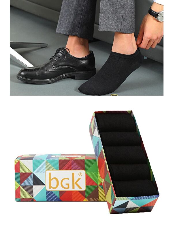 BGK Erkek Siyah Premium Bambu Çorap 5'li Siyah