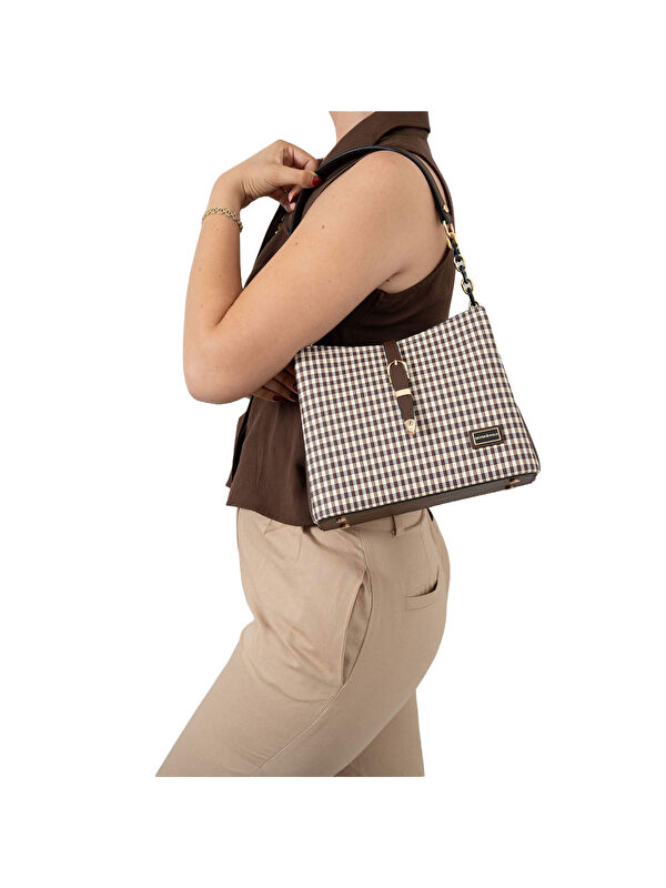 Silver Polo Kadın Omuz Çantası 974-47811 SILVER POLO BAYAN ÇANTASI M191 KAHVE SARI-MAT KAHVE