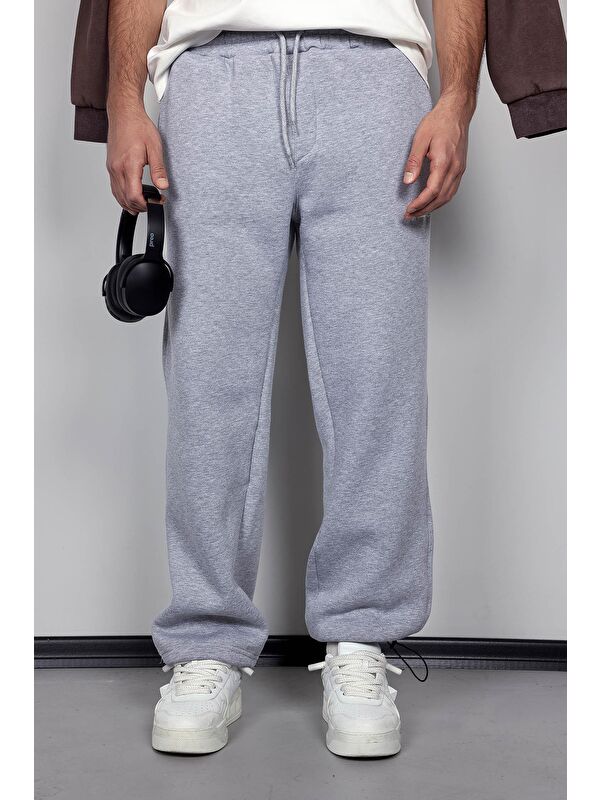Abluka Online Erkek Ayarlanabilir Paça Lastikli Basic Baggy Fit Eşofman Altı Gri