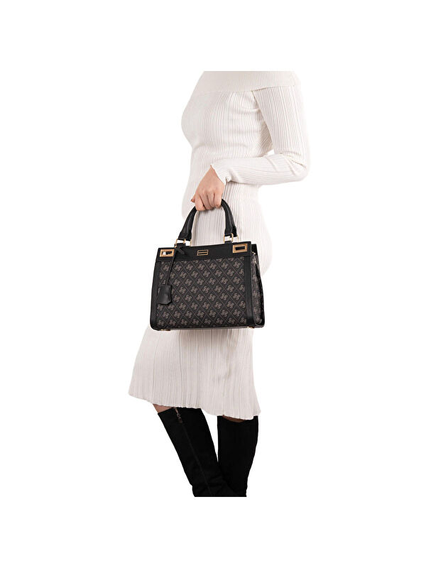 Silver Polo Kadın Omuz Çantası 1174-46229 SILVER POLO BAYAN ÇANTASI M178 FÜME-MAT SİYAH