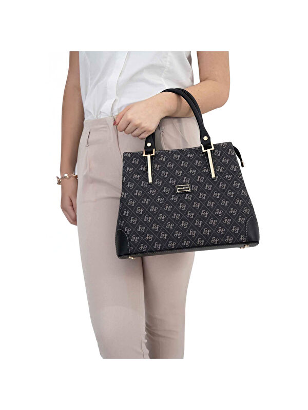 Silver Polo Kadın Omuz Çantası 667-45459 SILVER POLO BAYAN ÇANTASI M178 FÜME-MAT SİYAH
