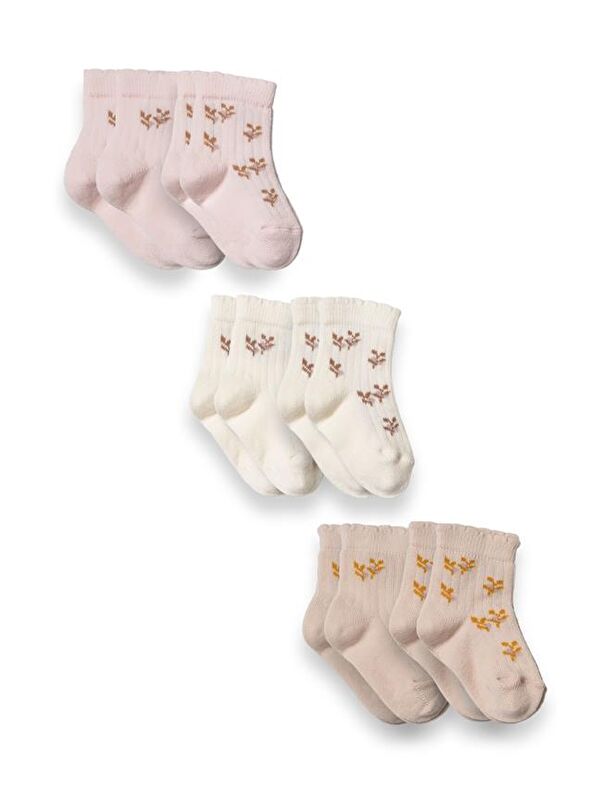 BabyCosy Organic  CSYC1007 Bebek 6'lı Çorap %100 Organik Pamuk Bebek - Yenidoğan - CSYC1007