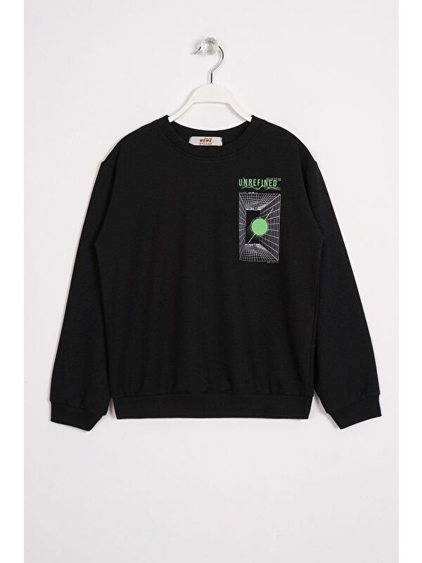 Zepkids Ön Arka Dijital Baskı Detaylı Siyah Renk Erkek Çocuk Sweatshirt