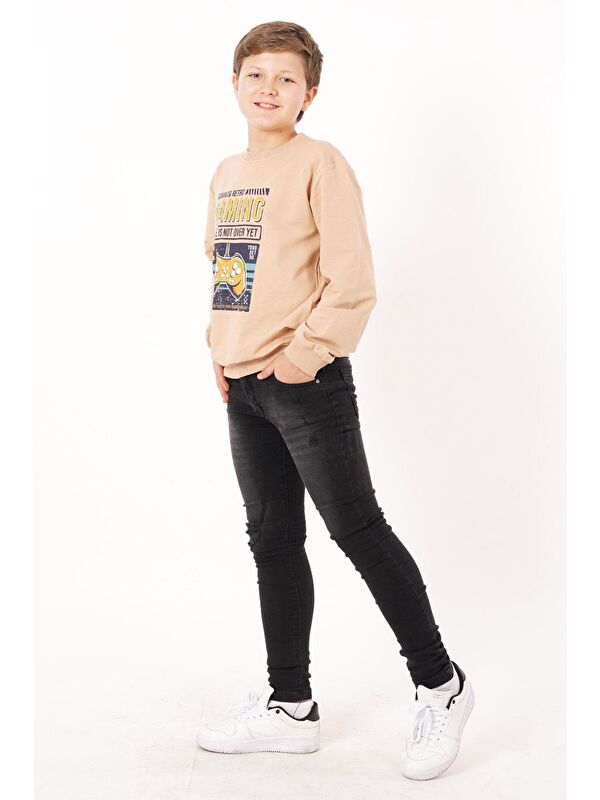 Zepkids Gaming Baskılı Camel Renk Erkek Çocuk Sweatshirt