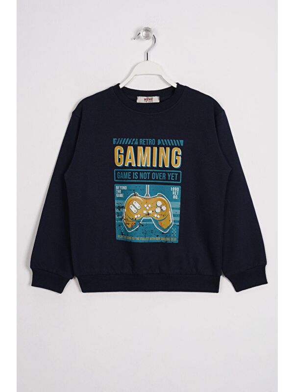 Zepkids Gaming Baskılı Lacivert Renk Erkek Çocuk Sweatshirt