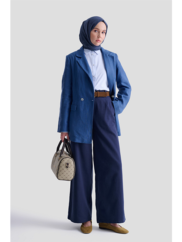 ARMİNE Denim Görünümlü Palazzo Pantolon 25Y2805 Lacivert