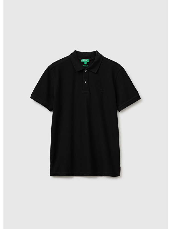 United Colors Of Benetton Erkek Siyah Regular Fit Kısa Kollu Polo T-Shirt