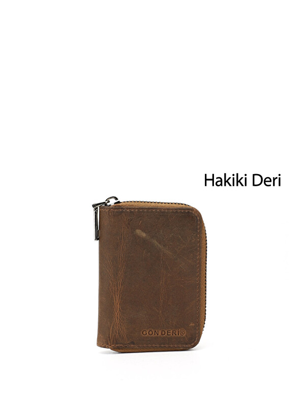 GÖNDERİ(R) Unisex TABA Hakiki Deri Dikey Kartlık