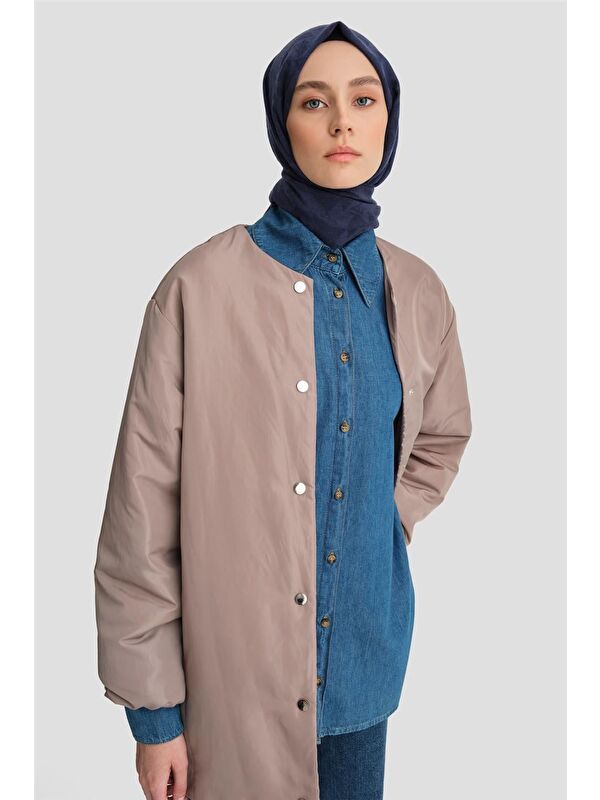 ARMİNE Dikişsiz Elyaflı Bomber Mont 24Kd7521 Vizon