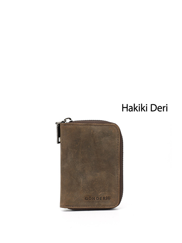 GÖNDERİ(R) Unisex KAHVERENGİ Hakiki Deri Dikey Kartlık