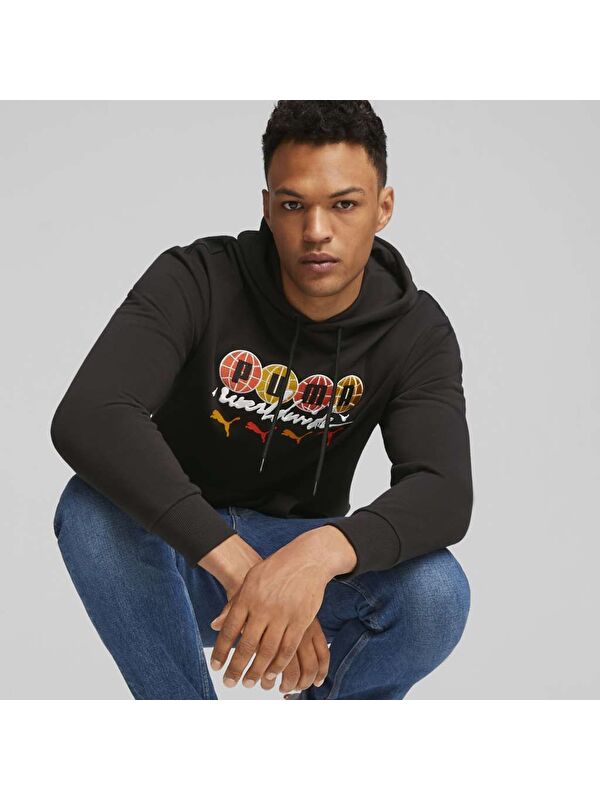 Puma SwxP Worldwide Erkek Siyah Kapüşonlu Hoodie