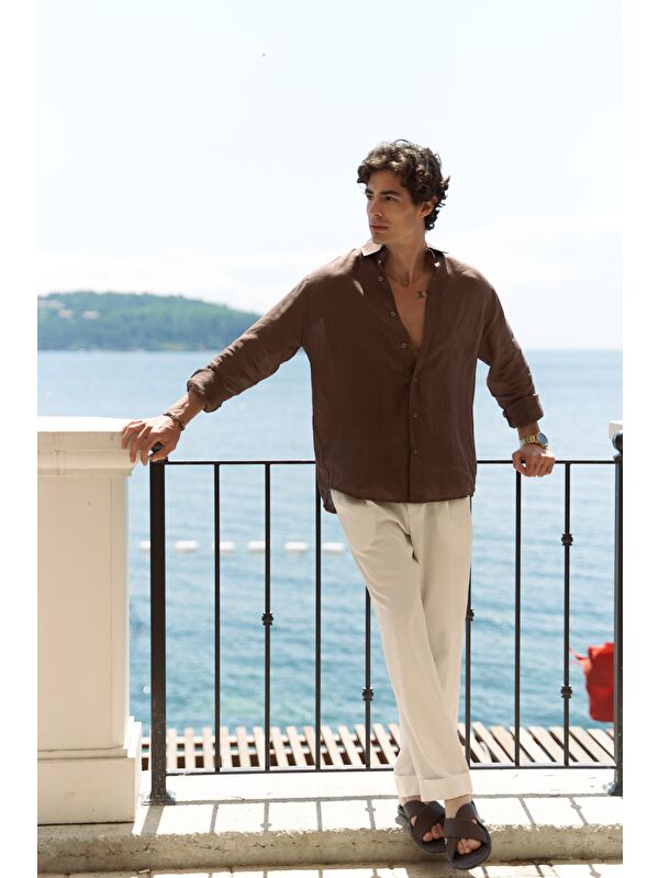Mai Collection Enrico Kemer Detay Ekru Erkek Pantolon